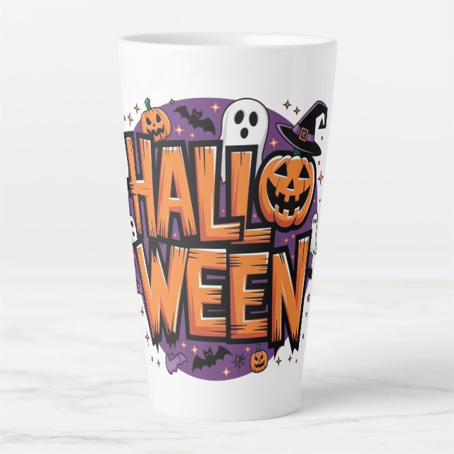 Taza De Café Latte Cute funny halloween (Anverso)