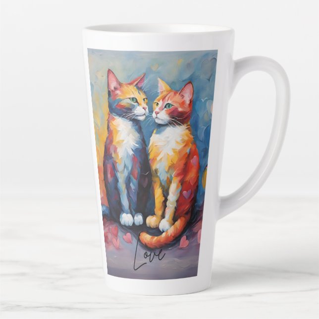 Taza De Café Latte Cute gato estilo animal gato latte café tazón (Derecha)