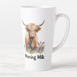 Taza De Café Latte Cute Highland Cow Morning Leche 2 personalizada