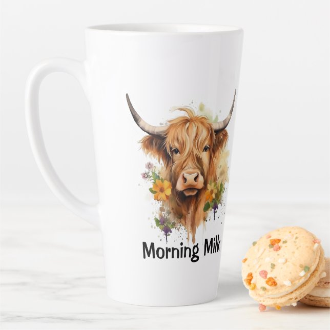 Taza De Café Latte Cute Highland Cow Morning Leche personalizada (In situ)