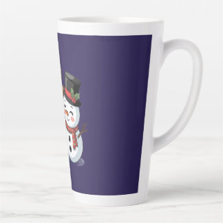 Taza De Café Latte Cute Holiday Reindeer & Snowman