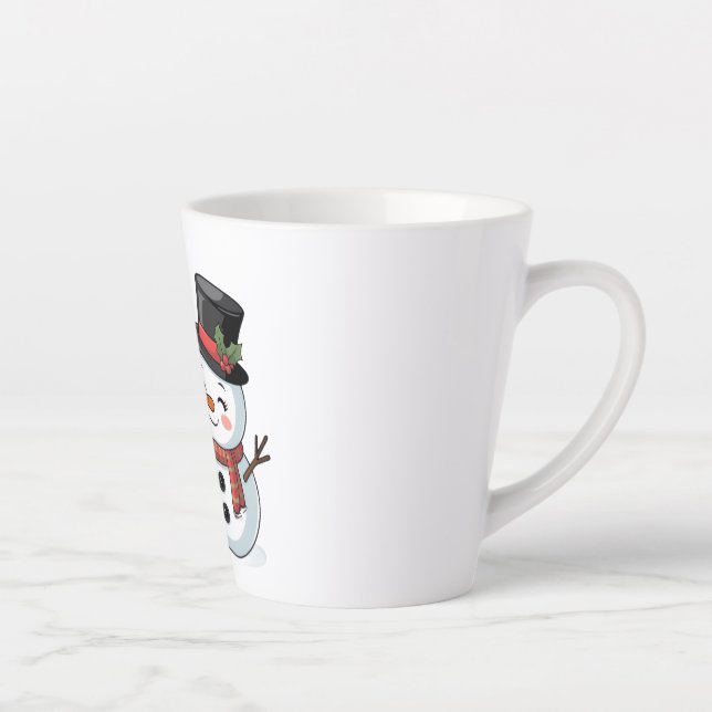 Taza De Café Latte Cute Holiday Reindeer & Snowman (Derecha)
