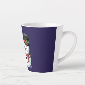Taza De Café Latte Cute Holiday Reindeer & Snowman