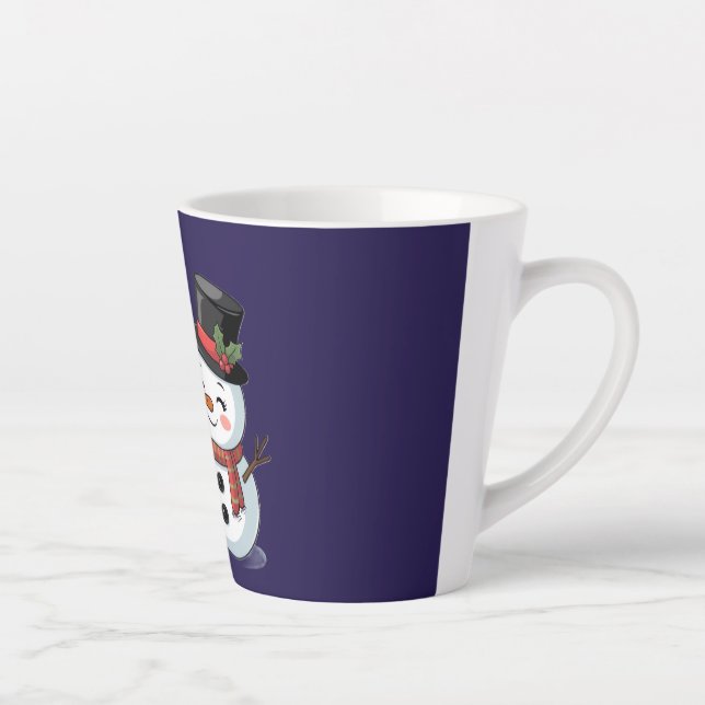 Taza De Café Latte Cute Holiday Reindeer & Snowman (Derecha)