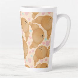 Taza De Café Latte Cute Kawaii Bakery Happy Croissant Pastel