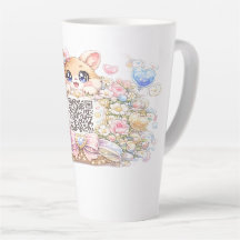 Cute Kawaii Código QR Personalizado Gato Floral Ro