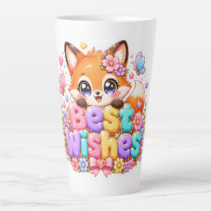 Taza De Café Latte Cute Kawaii Mejores Deseos Zorro Nombre Pastel Ros
