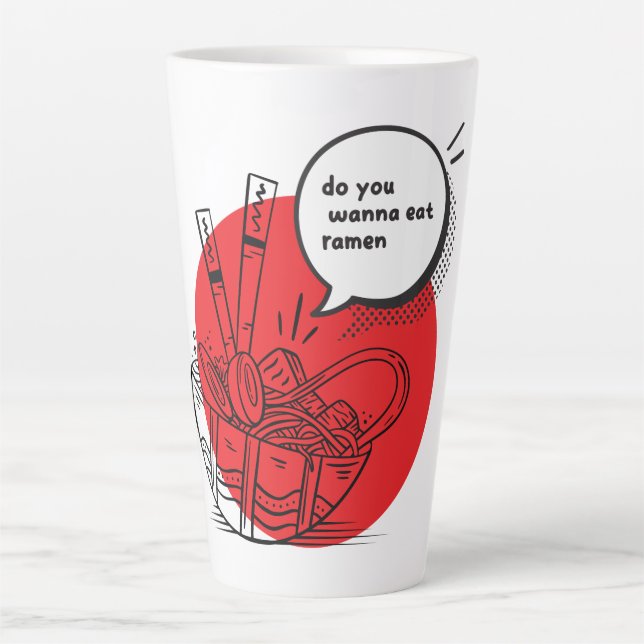 Taza De Café Latte Cute Kawaii Ramen - Funny Japanese Food  (Anverso)