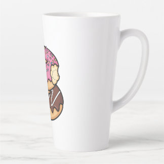 Taza De Café Latte Cute Kawaii Stacked Donuts Illustration