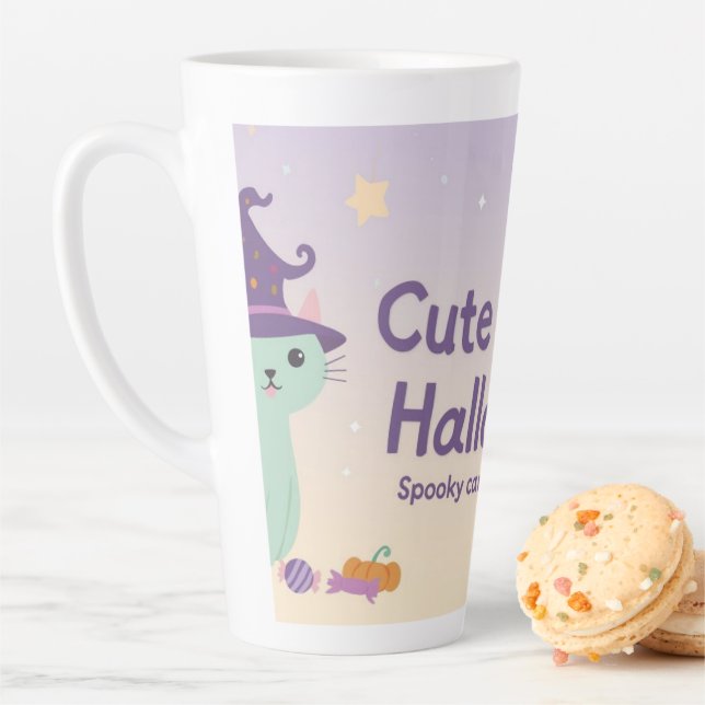 Taza De Café Latte 🧡 ✨ “Cute & Kind Halloween” Collection 🎃🌿 (In situ)