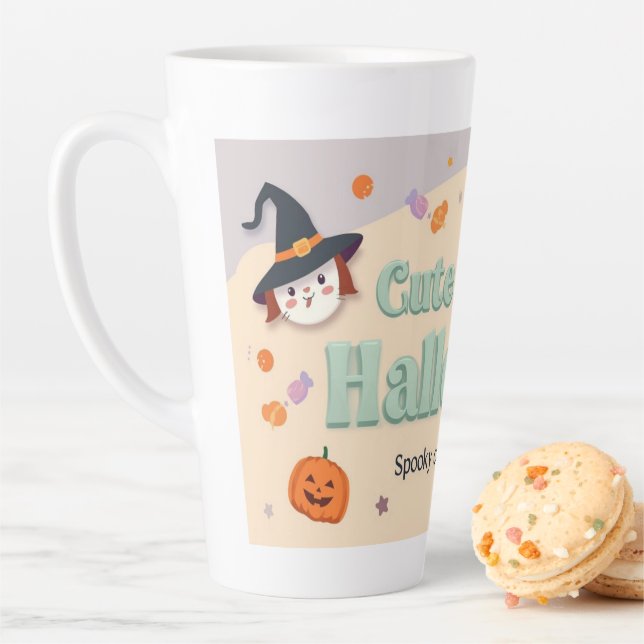 Taza De Café Latte 🧡 ✨ “Cute & Kind Halloween” Collection 🎃🌿 (In situ)