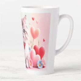 Taza De Café Latte Cute kitten hearts flowers