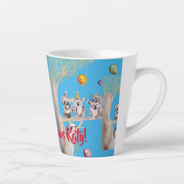 Taza De Café Latte Cute Koala Merry Koalamus Navidades Latte Mug (Derecha)