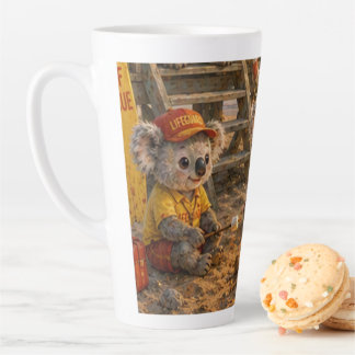 Taza De Café Latte Cute Koala Salvavidas Rescate Playa Atardecer Camp