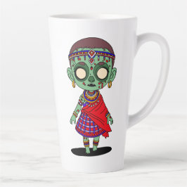 Taza De Café Latte Cute Maasai Zombie