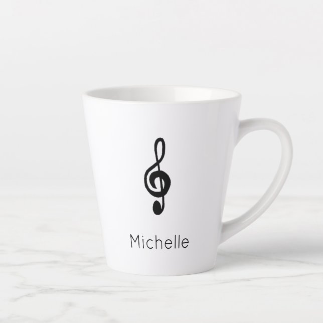 Taza De Café Latte Cute Musical Treble Clef Personalizado (Derecha)