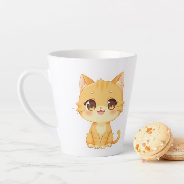 Taza De Café Latte Cute Naranja Kitten (In situ)