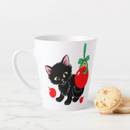 Taza De Café Latte Cute Navidades Kitten