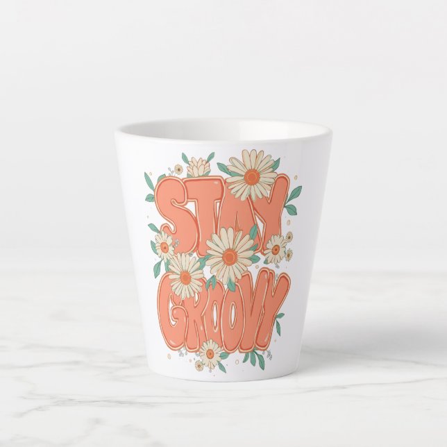 Taza De Café Latte Cute Orange Hippie Typography (Anverso)