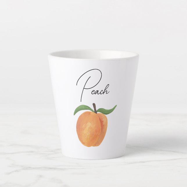 Taza De Café Latte Cute Painted Peach Fruit Illustration  (Anverso)