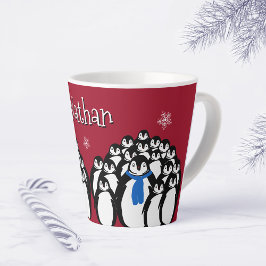 Taza De Café Latte Cute pingüino personalizado