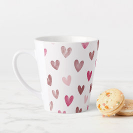 Taza De Café Latte Cute Pink Heart Pattern – Romantic &Stylish Design