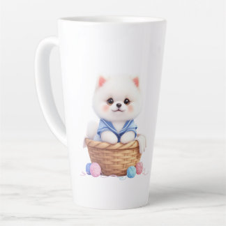 Taza De Café Latte Cute Puppy in Basket Latte Mug