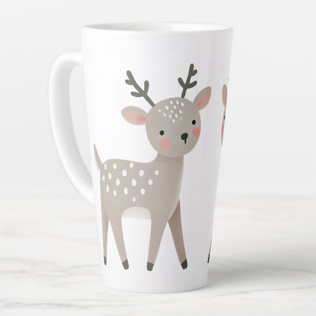 Taza De Café Latte Cute Reindeer Drawing Christmas (Ángulo izquierdo)