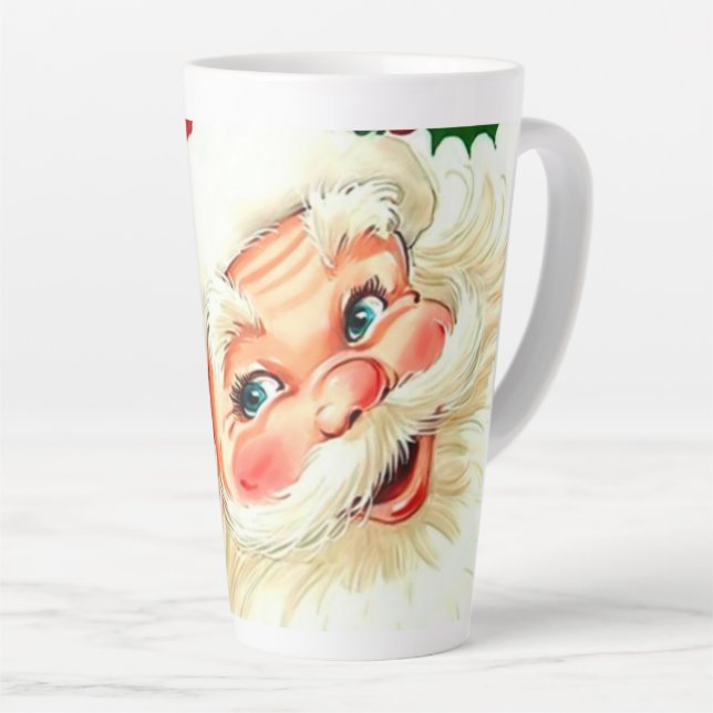 Taza De Café Latte Cute riendo santa vintage (Ángulo derecho)