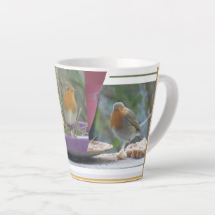 Taza De Café Latte Cute Robin Collage Latte Mug