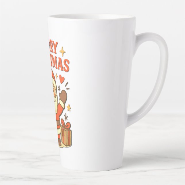 Taza De Café Latte  Cute Santa Claus Christmas Art –  Merry Christmas (Derecha)
