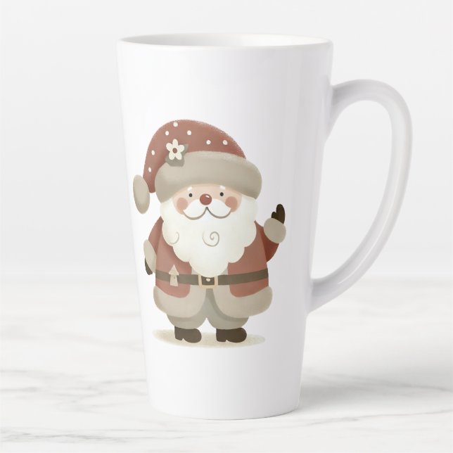 Taza De Café Latte Cute Santa Claus & Drawing Christmas (Derecha)