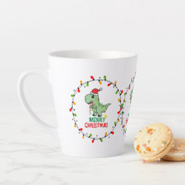 Taza De Café Latte Cute Santa Dino Merry Christmas 