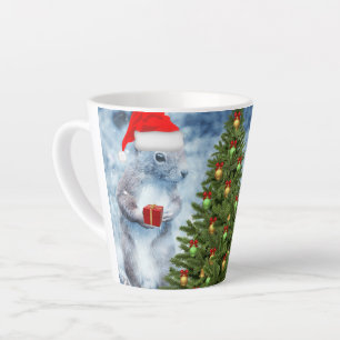 Taza De Café Latte Cute Santa Squirrel con árbol de Navidad Holiday 