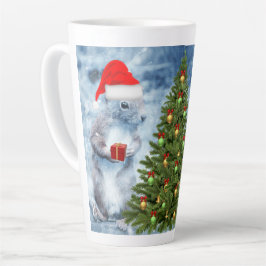 Taza De Café Latte Cute Santa Squirrel con árbol de Navidad Holiday 