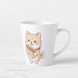 Taza De Café Latte Cute Shiba Inu con Taiwan Sausage Wrap   Kawaii N