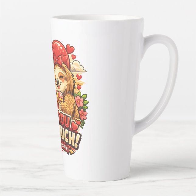 Taza De Café Latte Cute Sloth Valentine’s Day Love Design, I Love You (Derecha)
