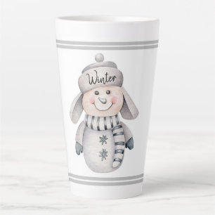 Taza De Café Latte Cute Snowman