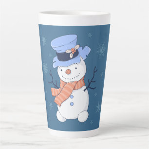 Taza De Café Latte Cute Snowman