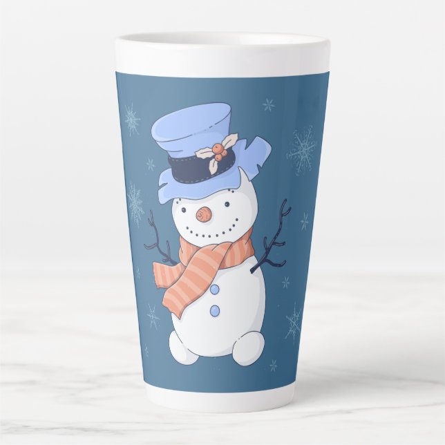 Taza De Café Latte Cute Snowman (Anverso)