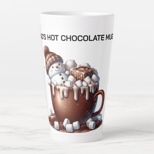Taza De Café Latte Cute Snowman Cocoa Design  (Anverso)