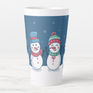 Taza De Café Latte Cute Snowmen