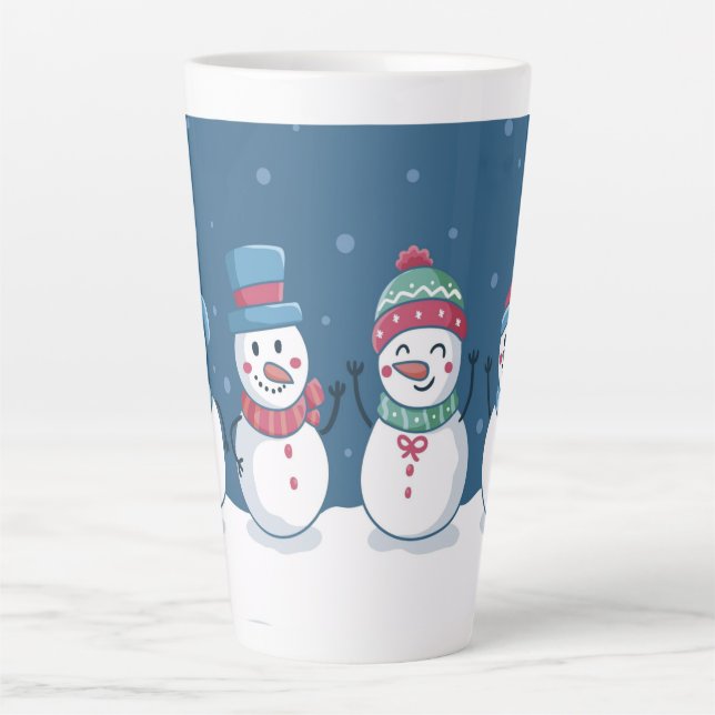 Taza De Café Latte Cute Snowmen (Anverso)