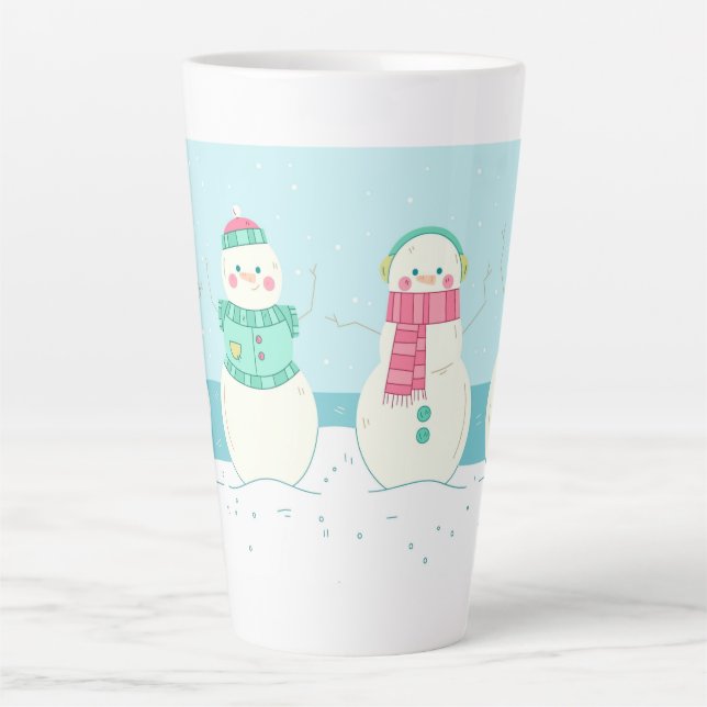 Taza De Café Latte Cute Snowmen (Anverso)