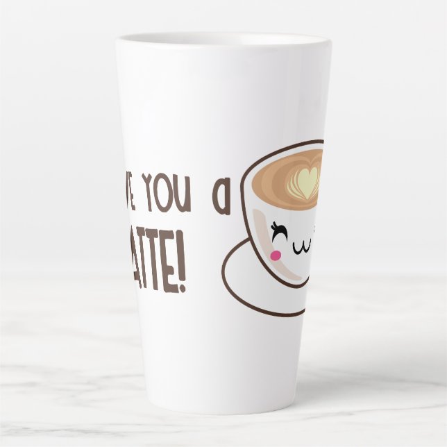 Taza De Café Latte Cute te te amo un lata (Anverso)