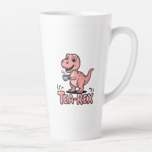 Taza De Café Latte Cute Tea-Rex Dinosaur Rosa – ¡Sorber Sucede!
