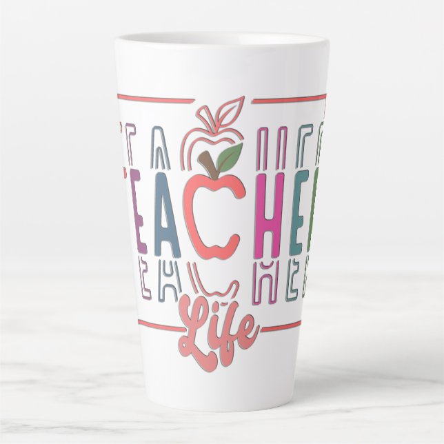 Taza De Café Latte Cute Teacher Life (Anverso)