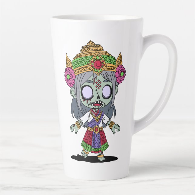 Taza De Café Latte Cute Thai Zombie (Derecha)