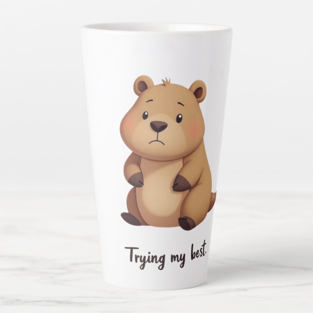 Taza De Café Latte Cute tired capybara (Anverso)