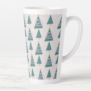 Taza De Café Latte Cute Trees Doodles Pink Green